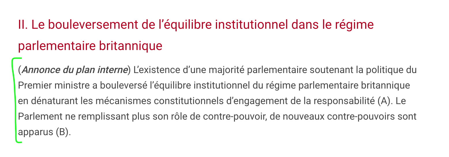 Annonce de plan interne pour le II dissertation juridique