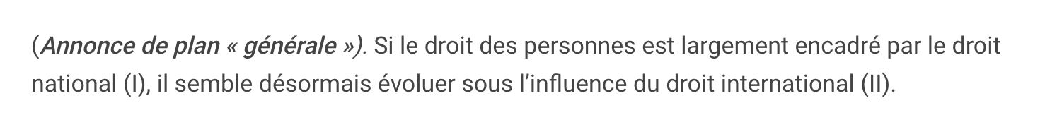 Exemple annonce de plan générale dissertation juridique