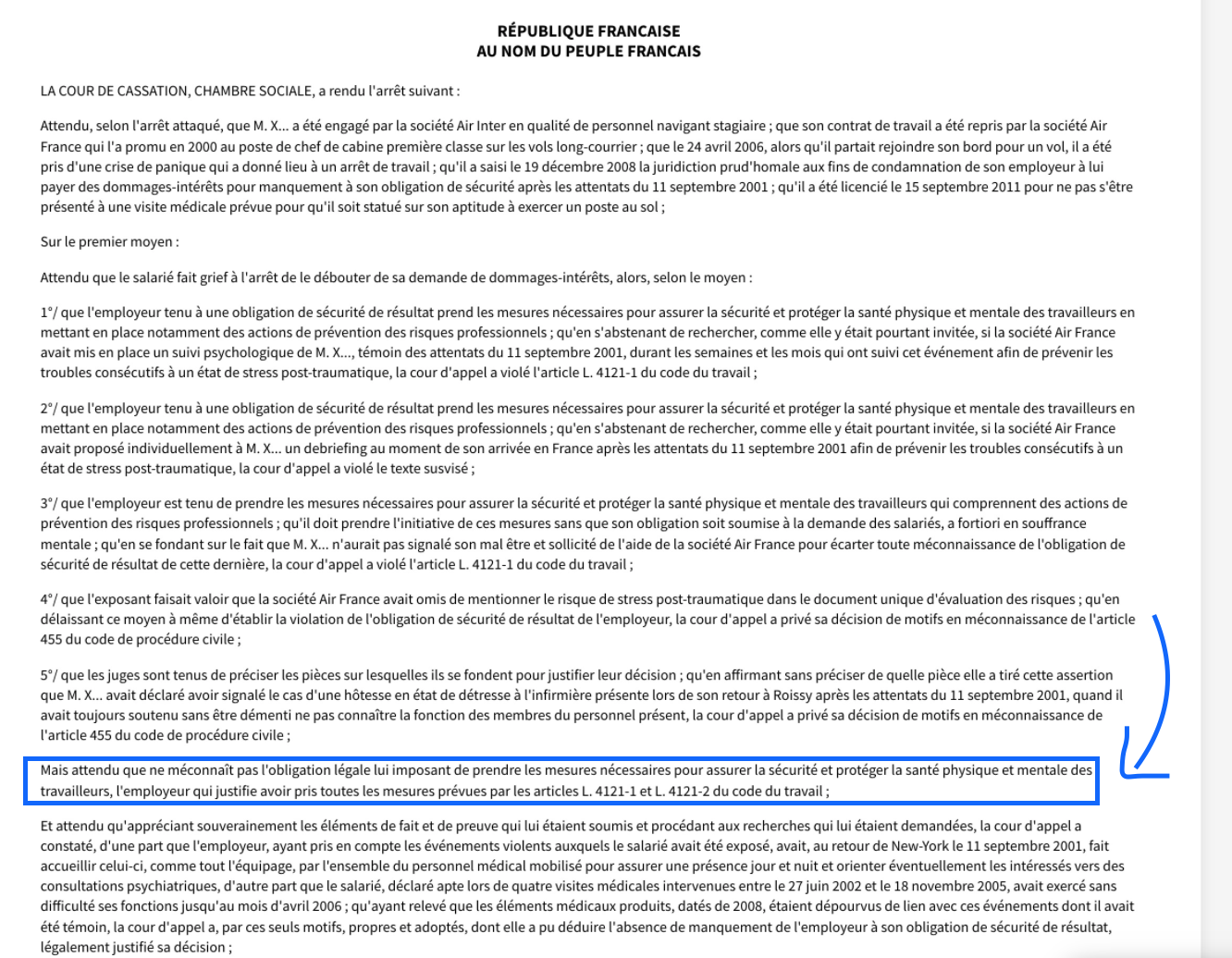 Exemple attendu de principe arrêt de rejet