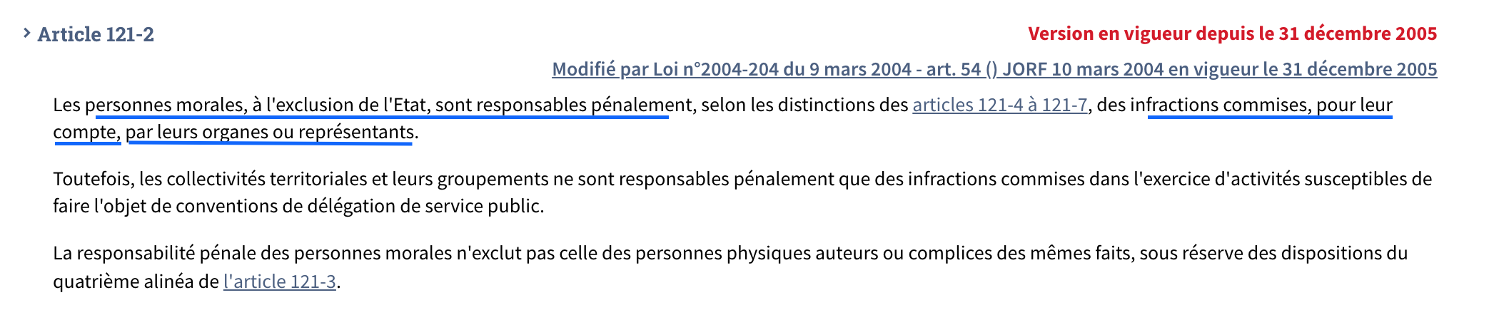 Exemple attendu de principe article 121 2