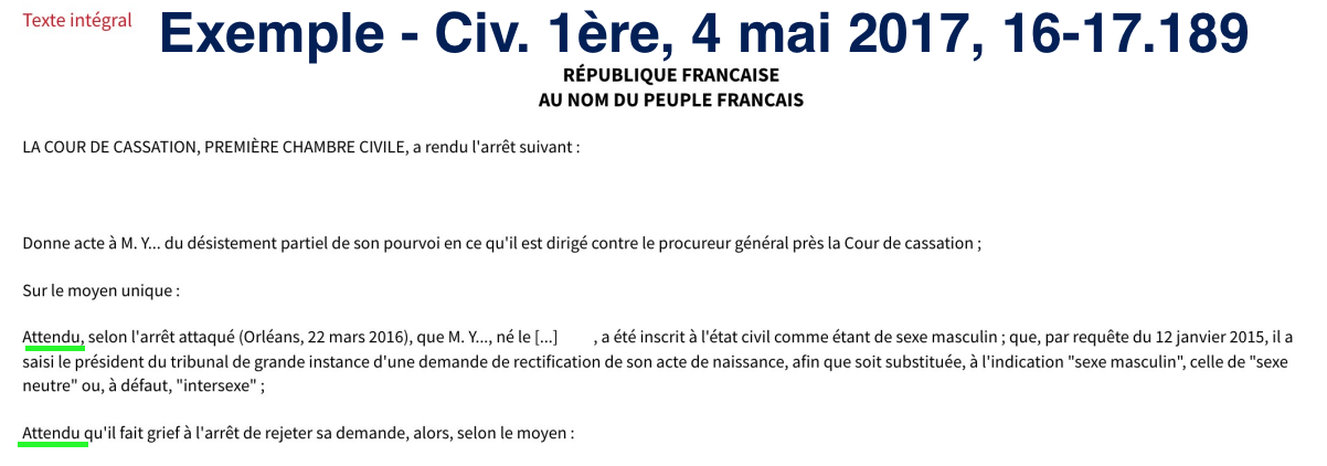 Exemple attendu que