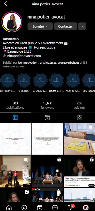 Instagram Nina potier veille juridique