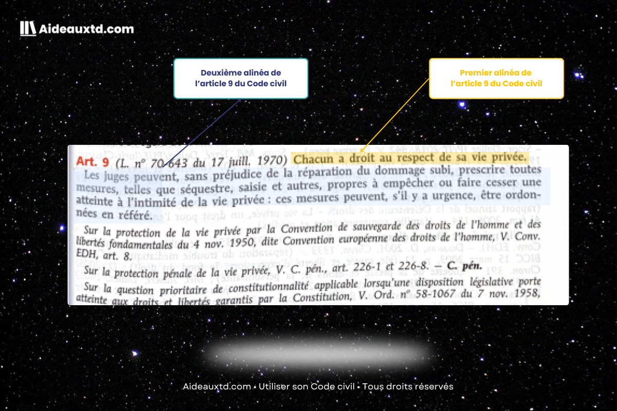 Alinéas de l'article 9 du Code civil