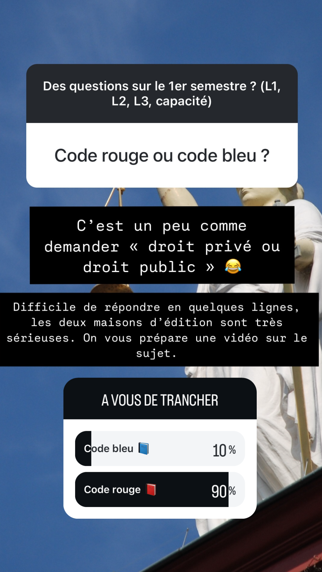 Sondage instagram code rouge ou code bleu