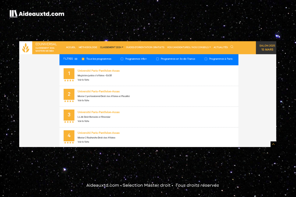IMAGE 2. Classement masters droit des affaires