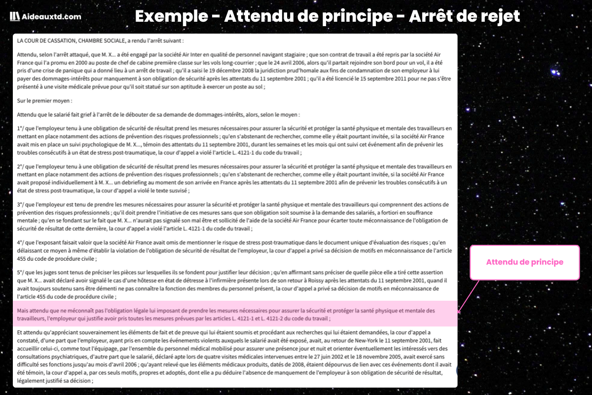 Reponse de la Cour de cassation et dispositif