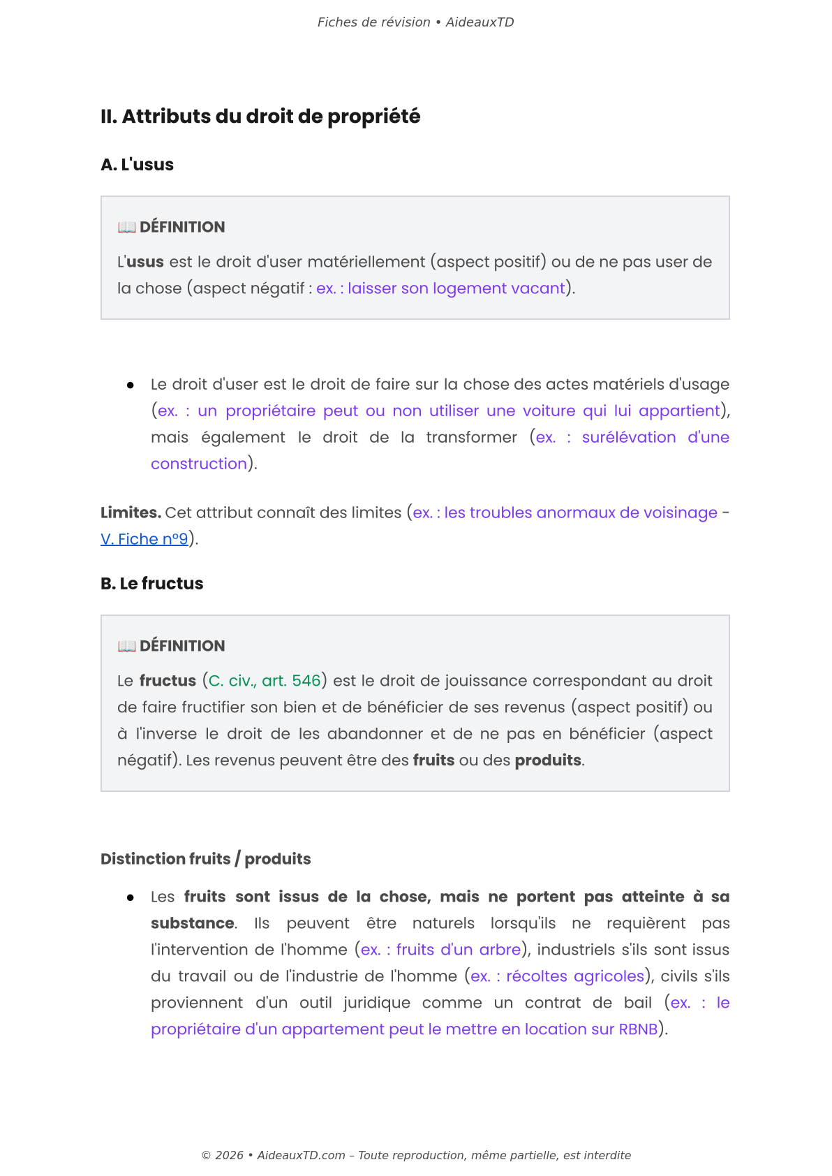 Fiches de révision — Droit des biens