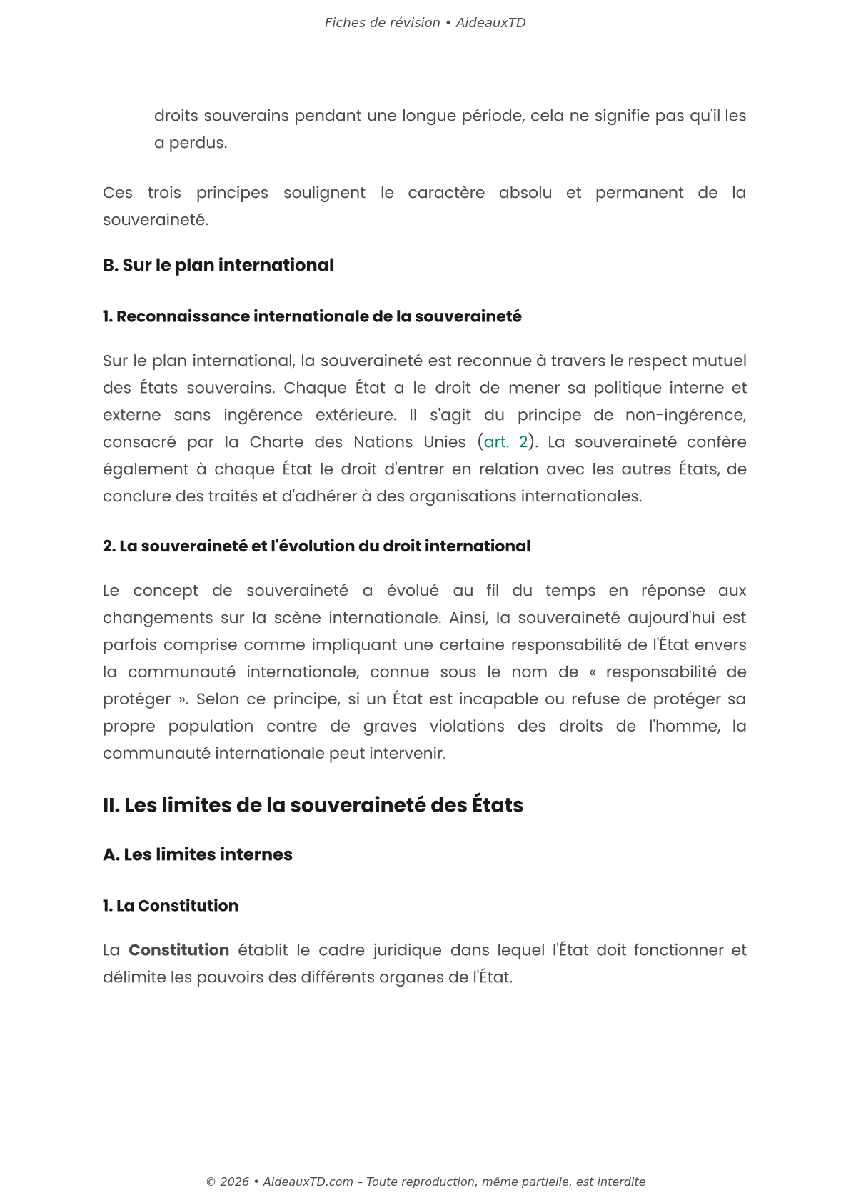 Fiches de révision — Droit international public