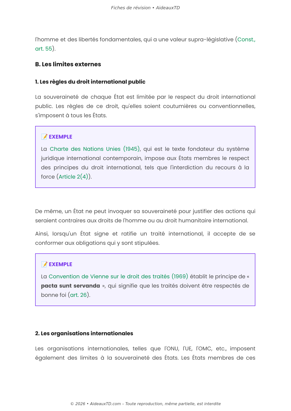 Fiches de révision — Droit international public