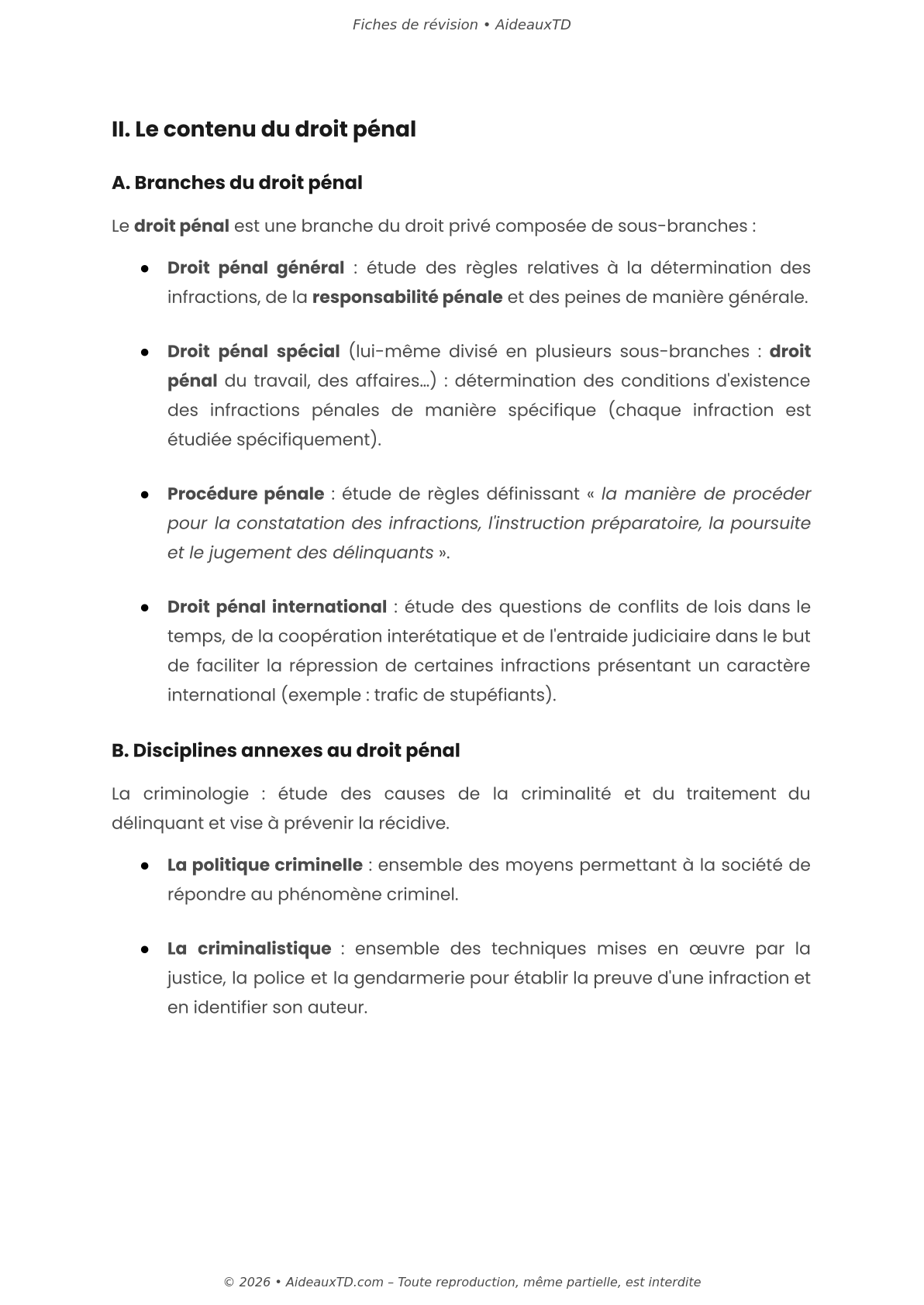 Fiches de révision — Droit pénal général