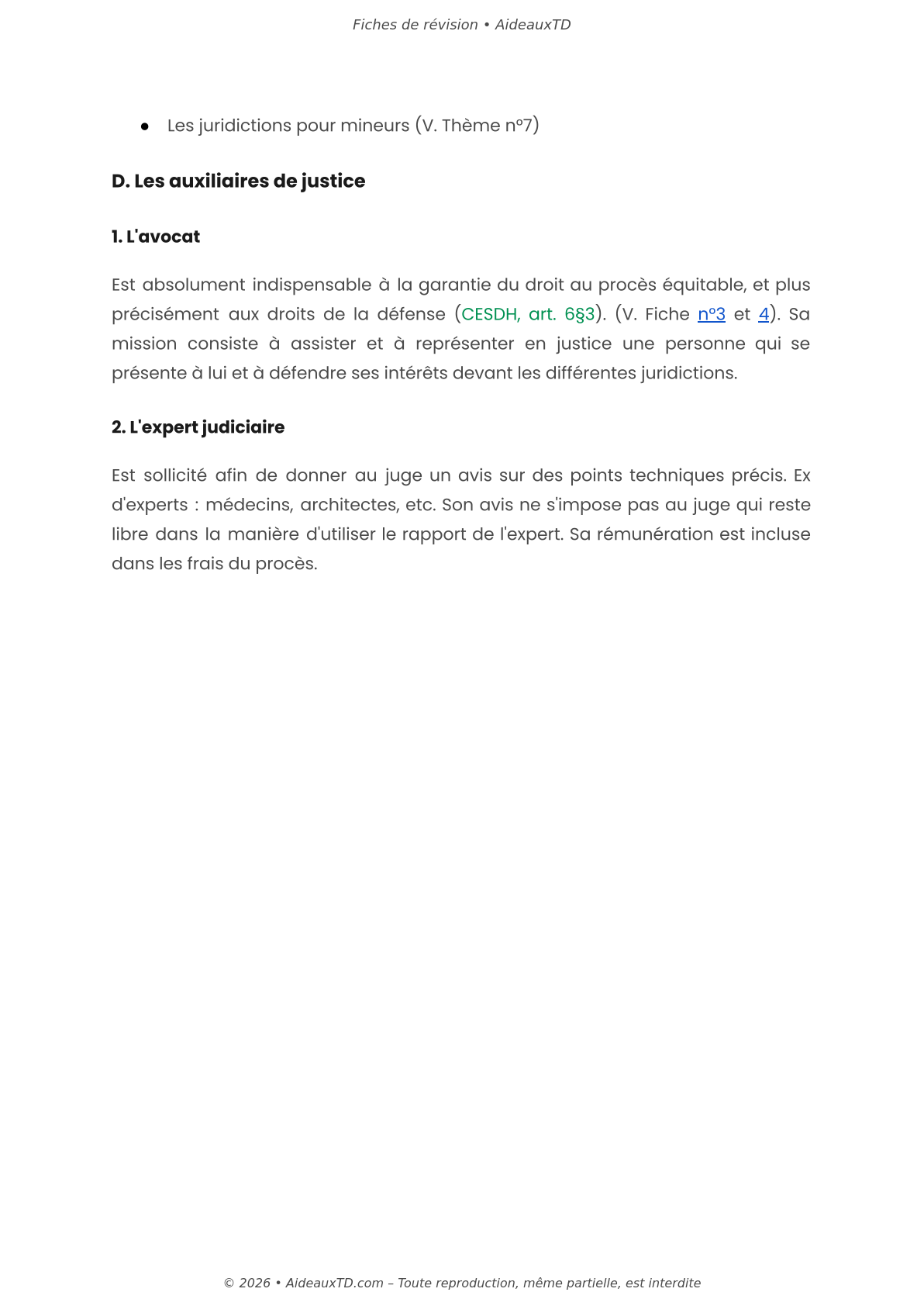 Fiches de révision — Procédure pénale